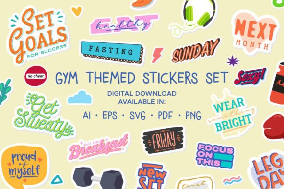 Download Gym Themed Digital Planner Stickers Set - Digital Collection