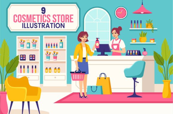 Download 9 Cosmetics Store Illustration - Cosmetics Collection